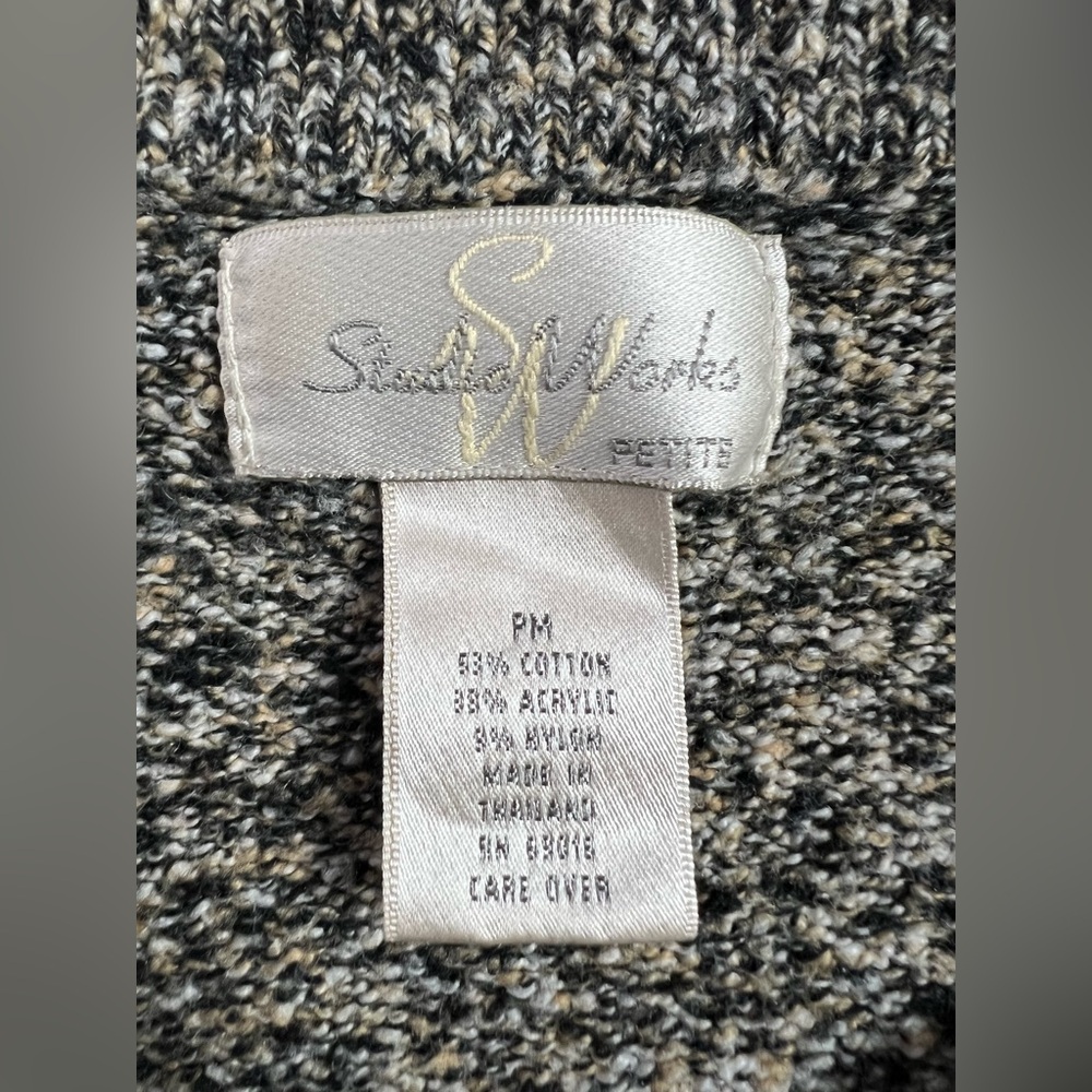 Studio Works Brown Black Sweater Cardigan Top Fall Winter Office - Picture 4 of 8